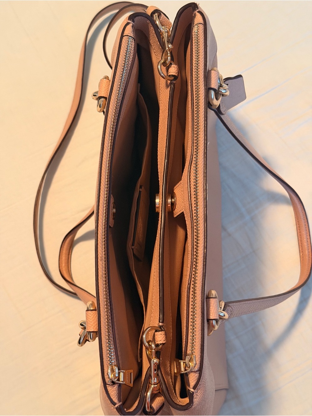 Coach Crossgrain Leather large Brooke Carryall Bag in Nude Pink - Picture 4 of 5